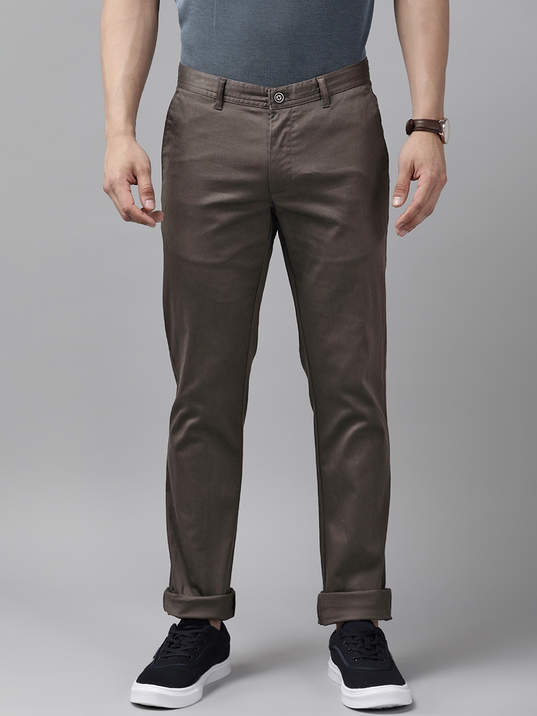 

Blackberrys Men B-91 Tapered Fit Low-Rise Chinos Trousers, Charcoal