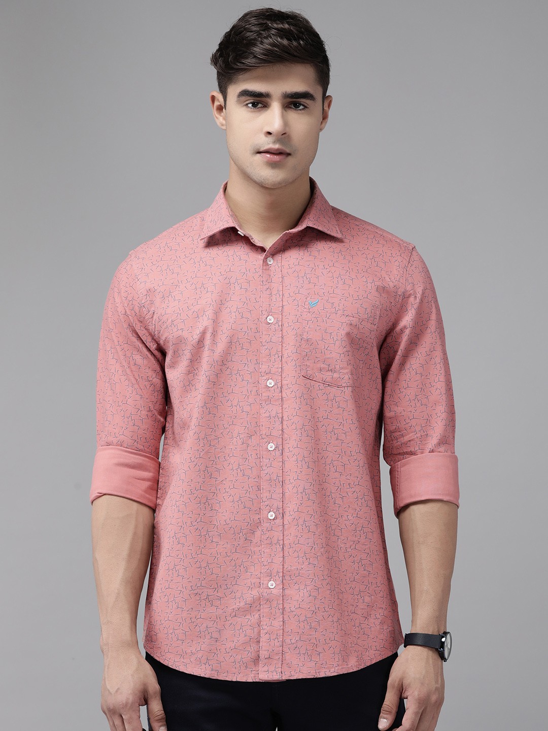 

Blackberrys Men Pure Cotton Slim Fit Opaque Printed Casual Shirt, Pink