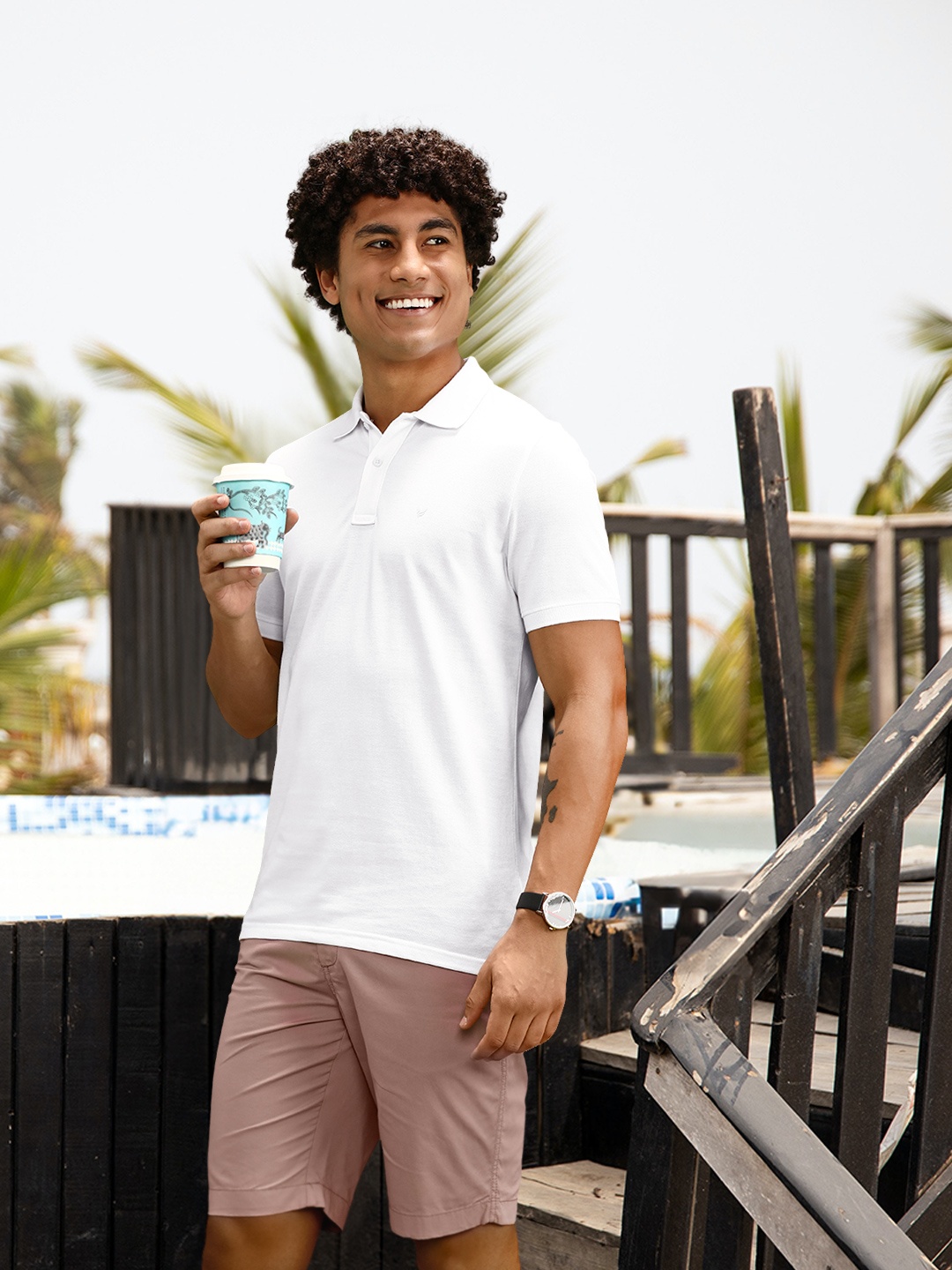 

Blackberrys Solid Polo Collar T-shirt, White