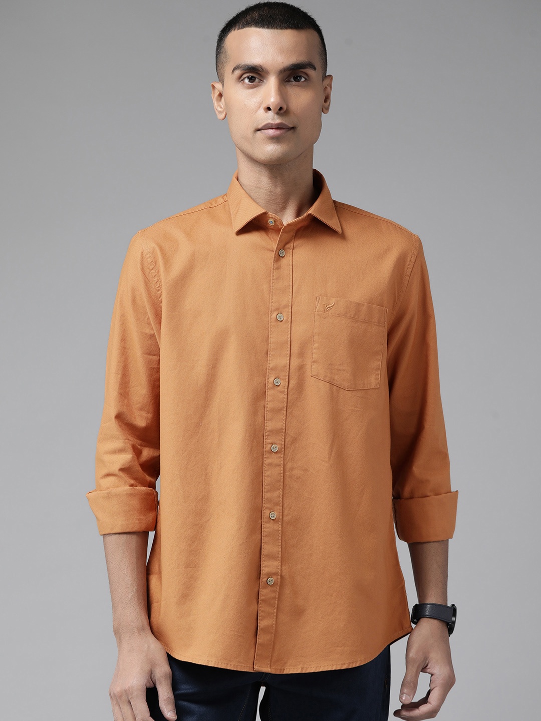 

Blackberrys Men Pure Cotton Slim Fit Casual Shirt, Rust