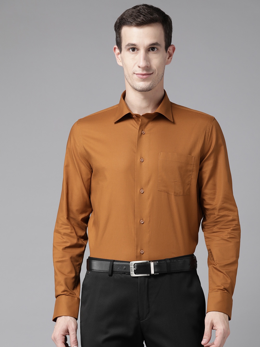 

Blackberrys Cotton Slim Fit Opaque Formal Shirt, Mustard