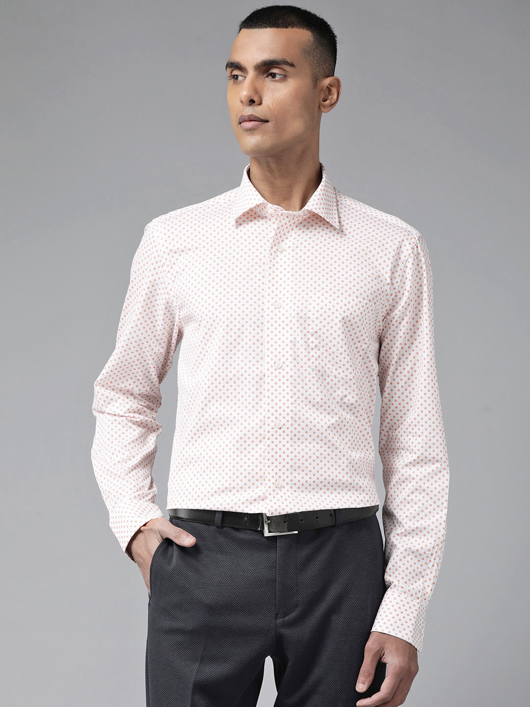 

Blackberrys India Slim Fit Printed Formal Shirt, White
