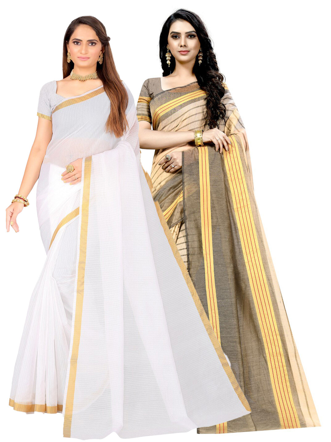 

SAADHVI Selection of 2 Ilkal Saree, White