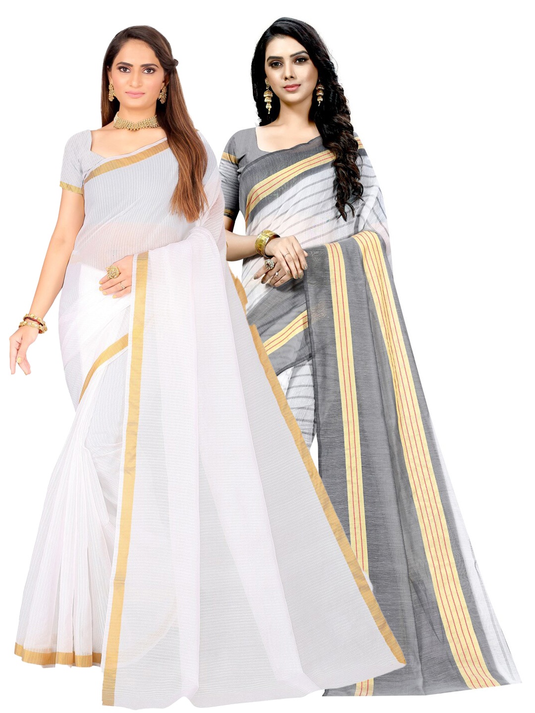 

SAADHVI Selection of 2 Ilkal Saree, White