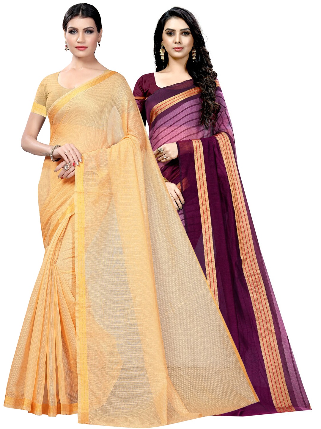 

SAADHVI Selection of 2 Ilkal Saree, Beige