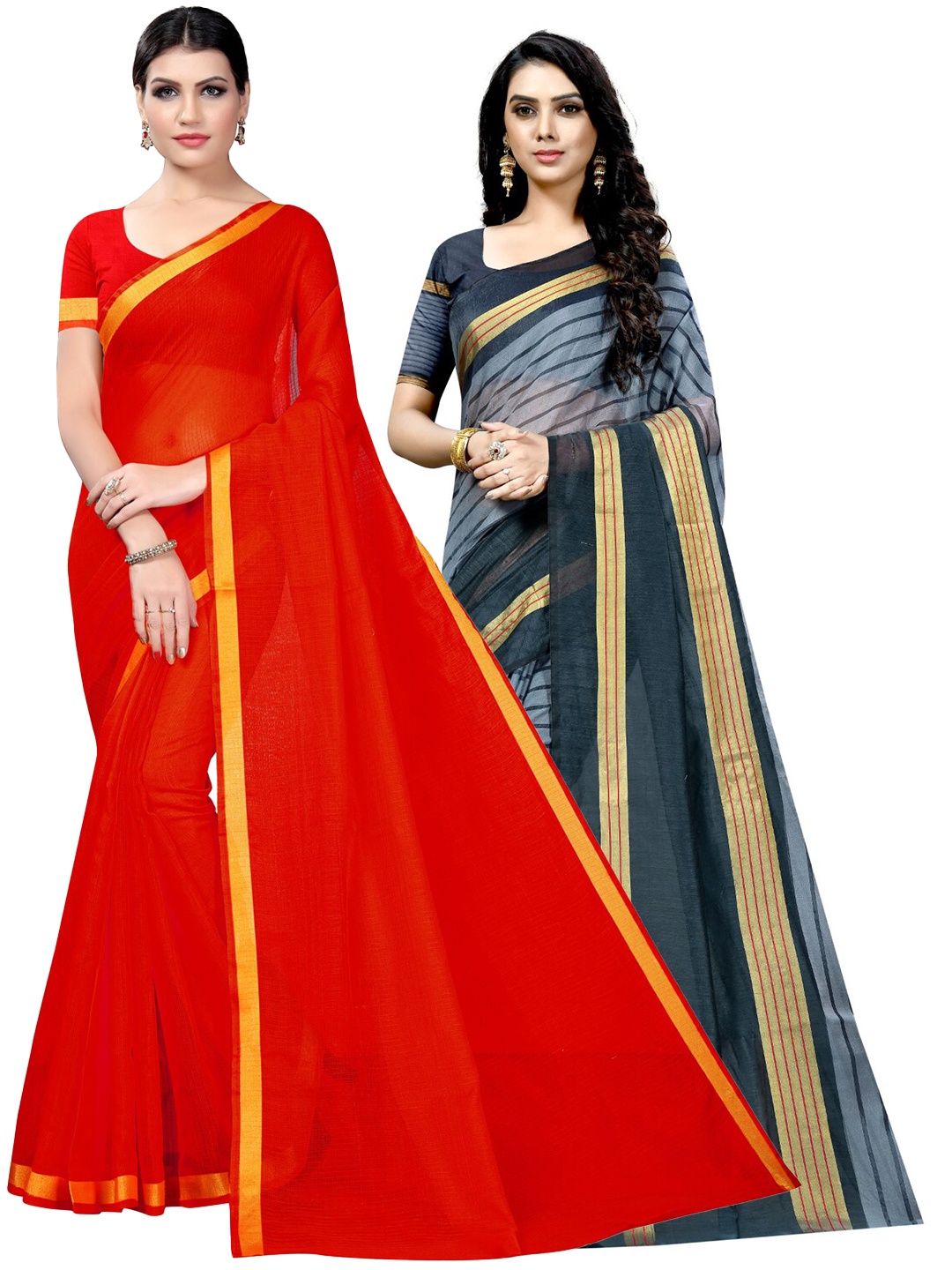 

SAADHVI Selection of 2 Ilkal Saree, Red