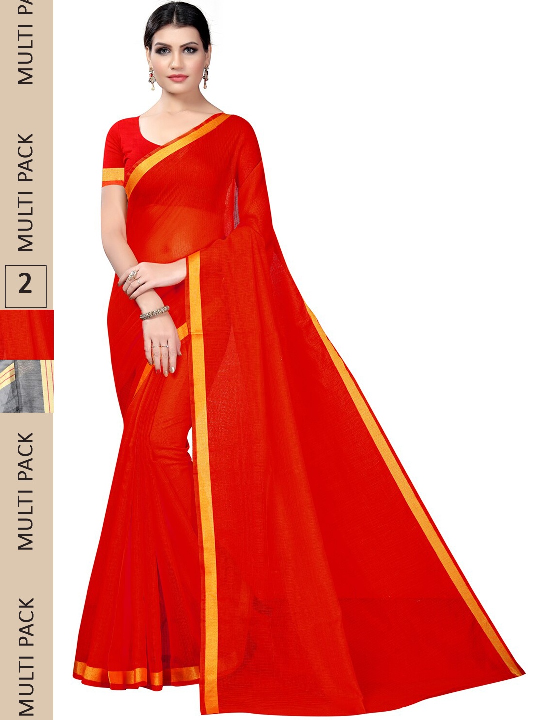 

SAADHVI Selection of 2 Ilkal Saree, Red