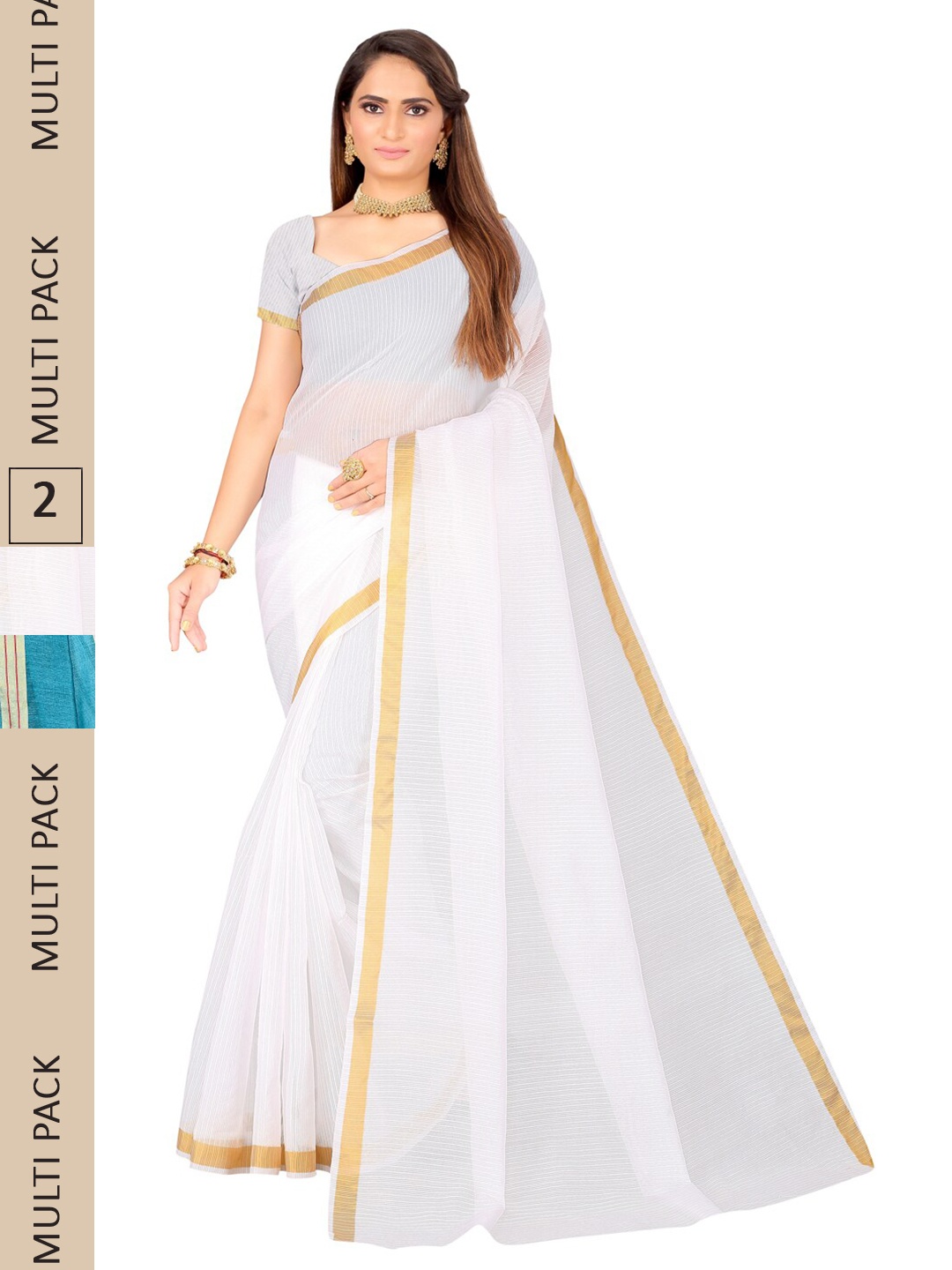 

SAADHVI Selection of 2 Ilkal Saree, White