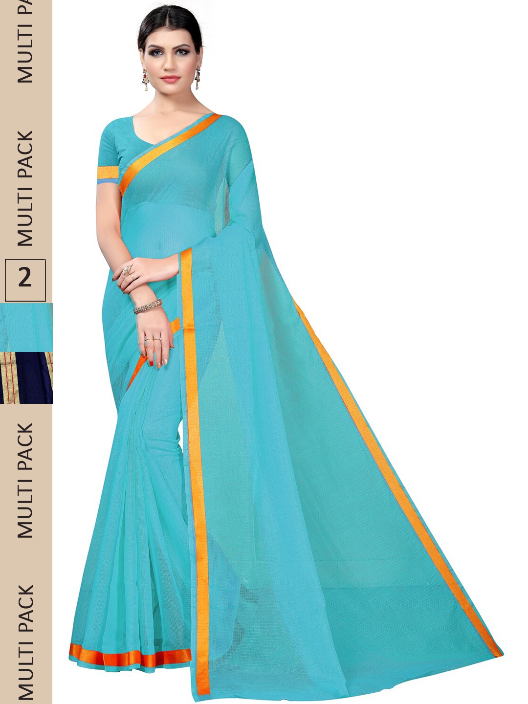 

SAADHVI A Selecetion Of 2 Saree, Turquoise blue