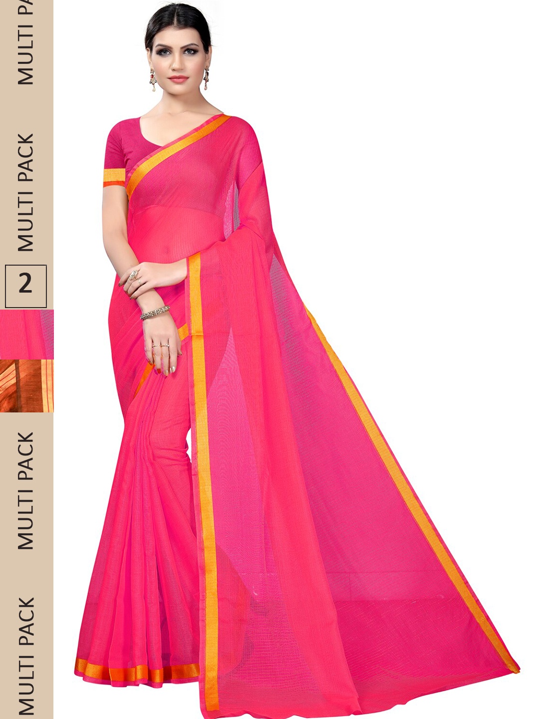 

SAADHVI Selection Of 2 Zari Ilkal Saree, Pink