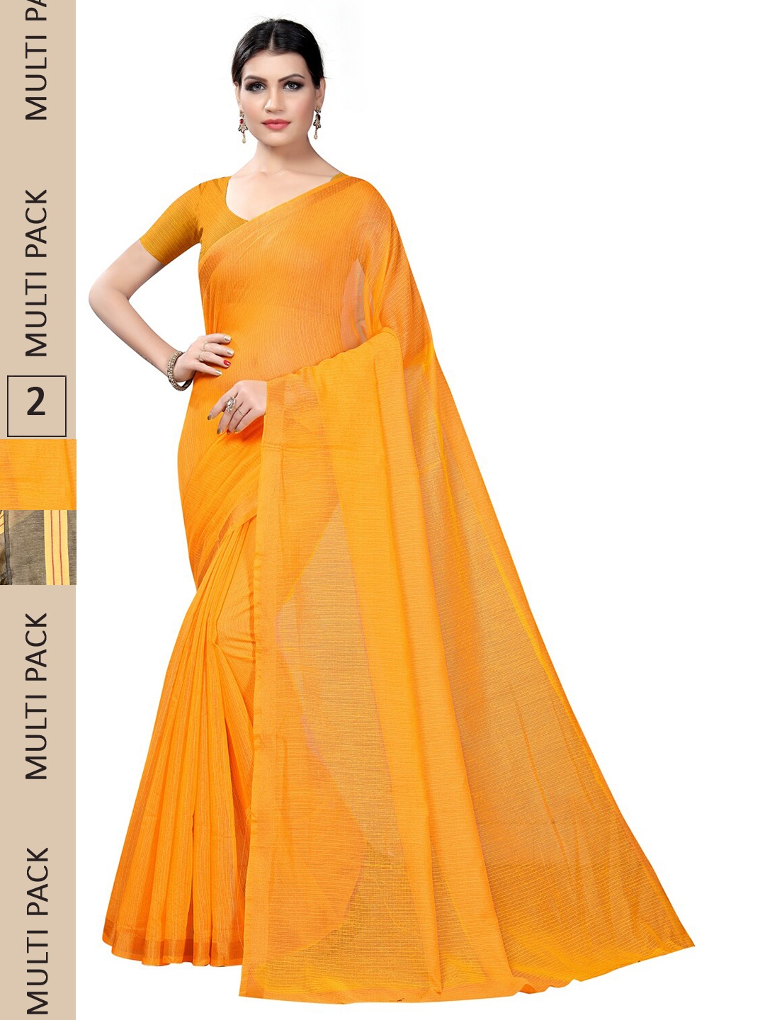 

SAADHVI Selection Of 2 Zari Ilkal Saree, Mustard