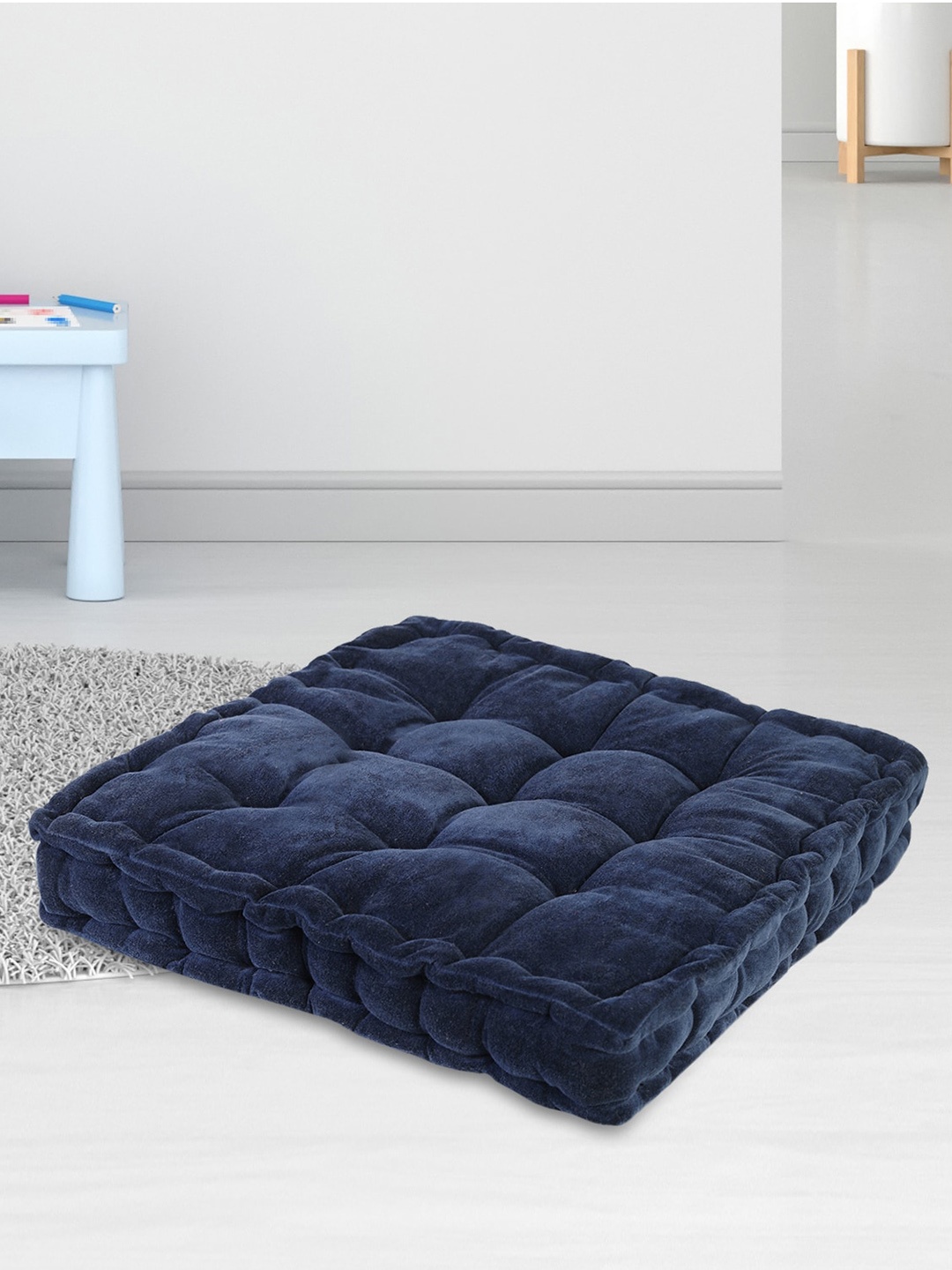 

HomeTown Nora Blue Velvet Reversible Floor Cushions