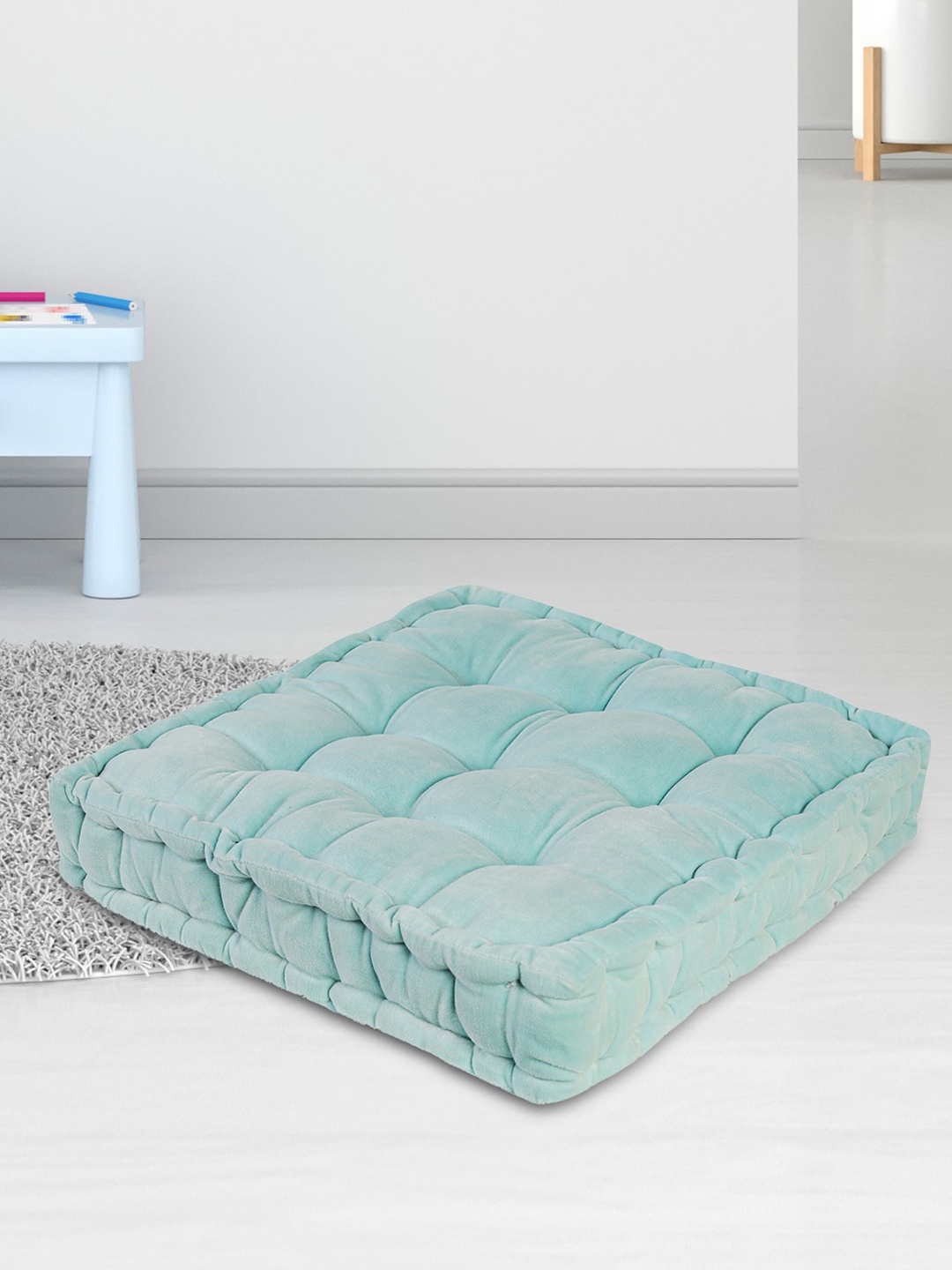

HomeTown Nora Sea Green Reversible Velvet Floor Cushion