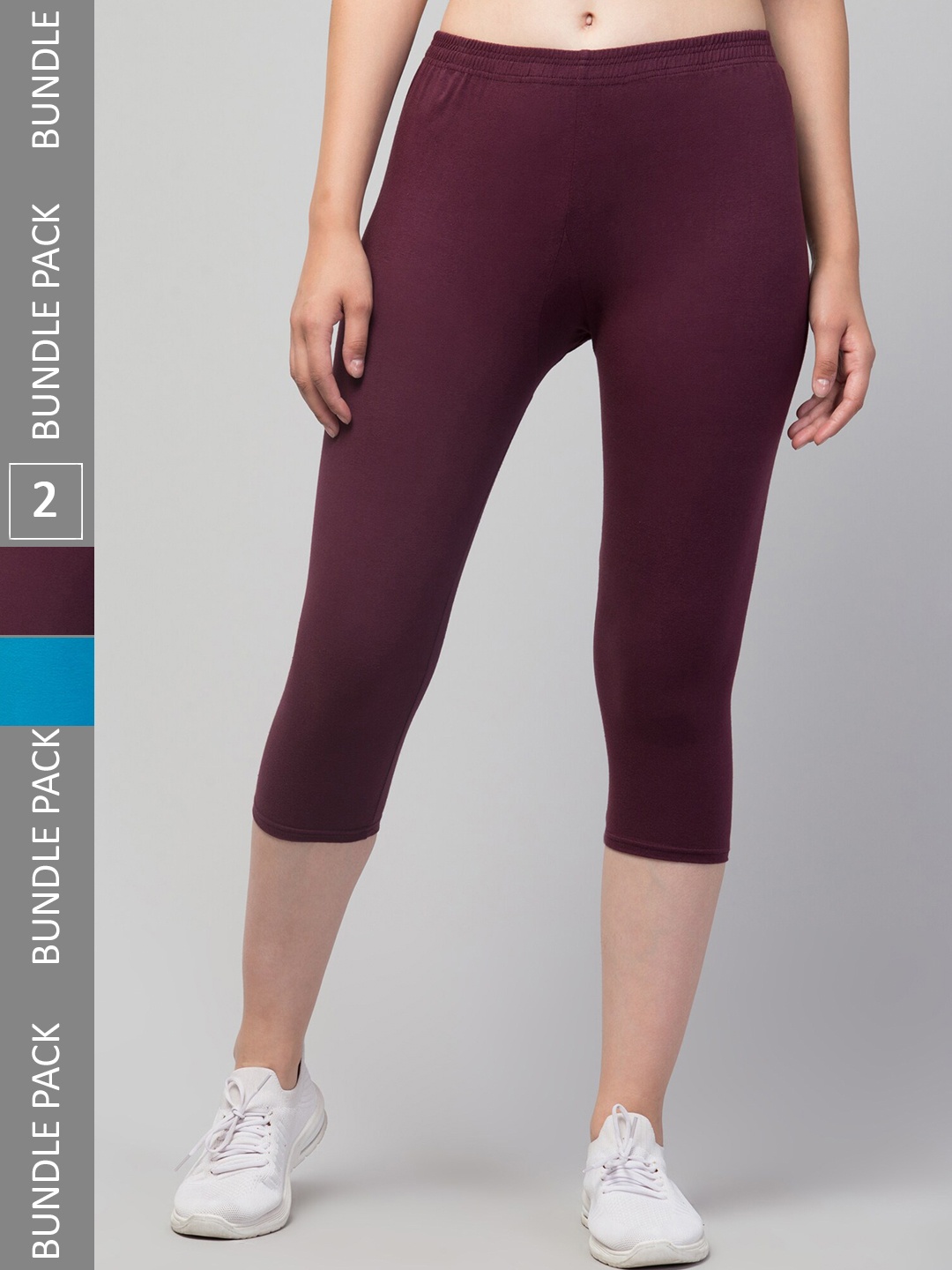 

Apraa & Parma Women Pack Of 2 Cotton Skinny Fit Capris, Purple