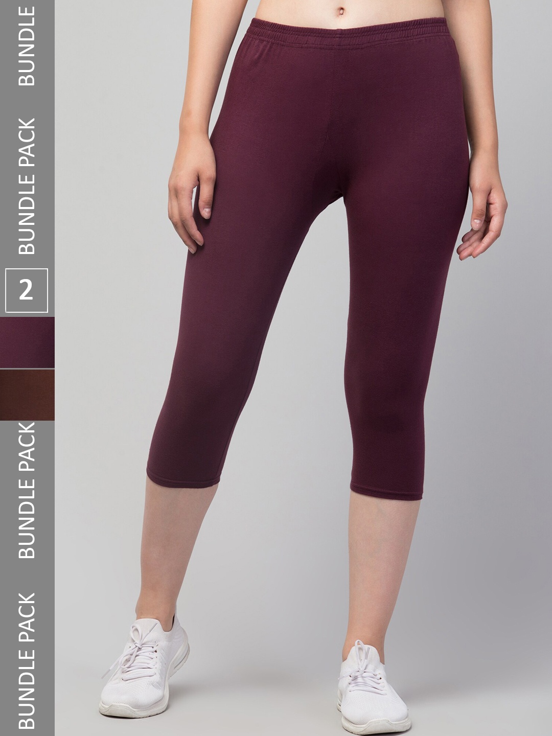 

Apraa & Parma Women Pack of 2 Skinny Fit Cotton Capris, Purple