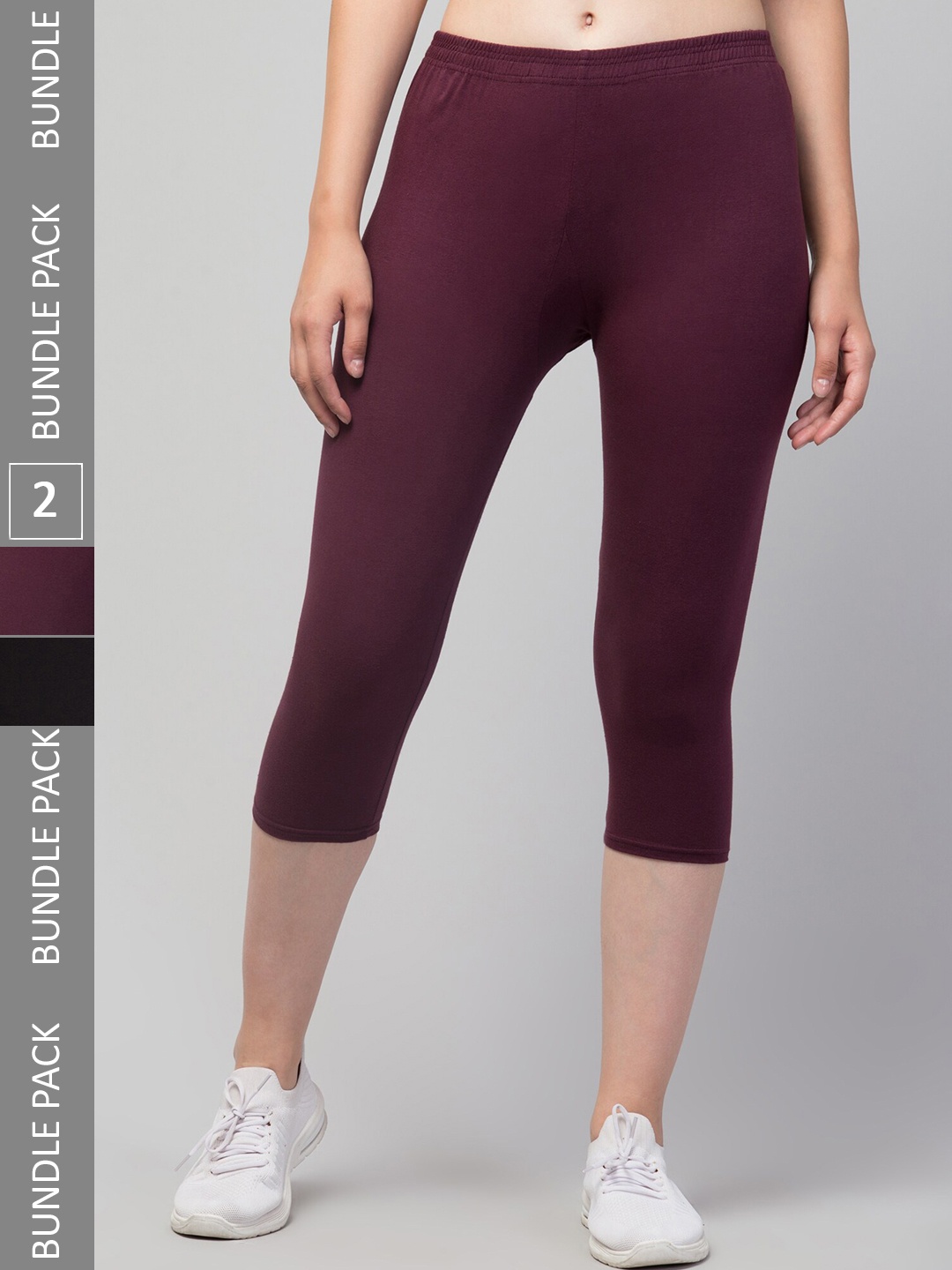 

Apraa & Parma Women Pack of 2 Skinny Fit Cotton Capris, Purple