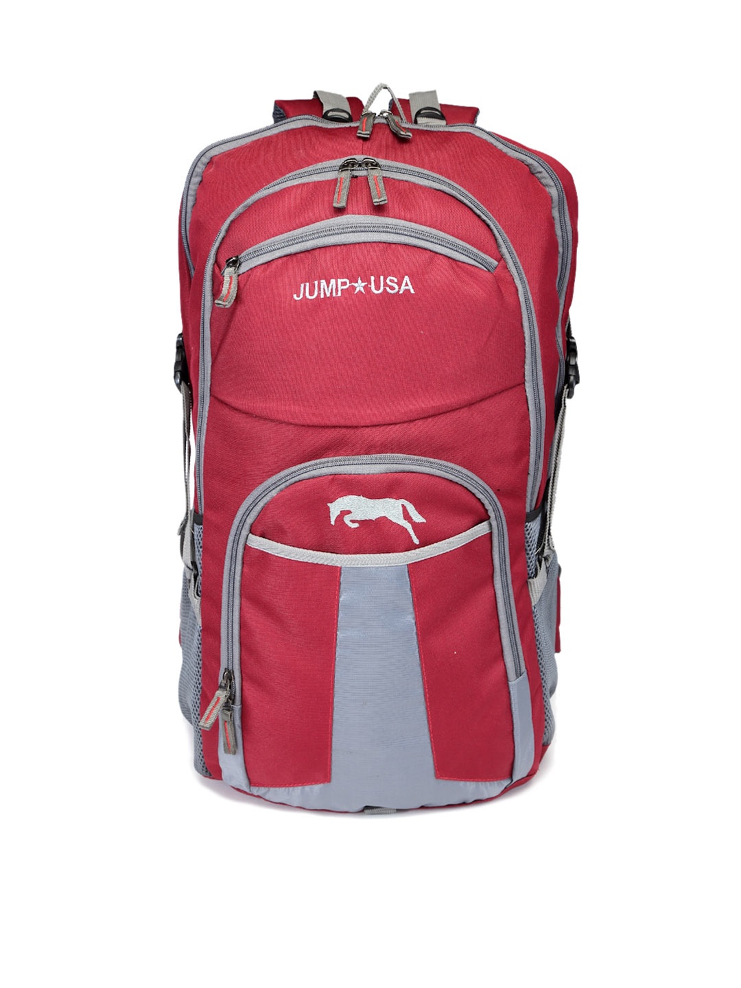 

JUMP USA Logo Embroidered Detail Multiple Pockets Rucksacks, Maroon