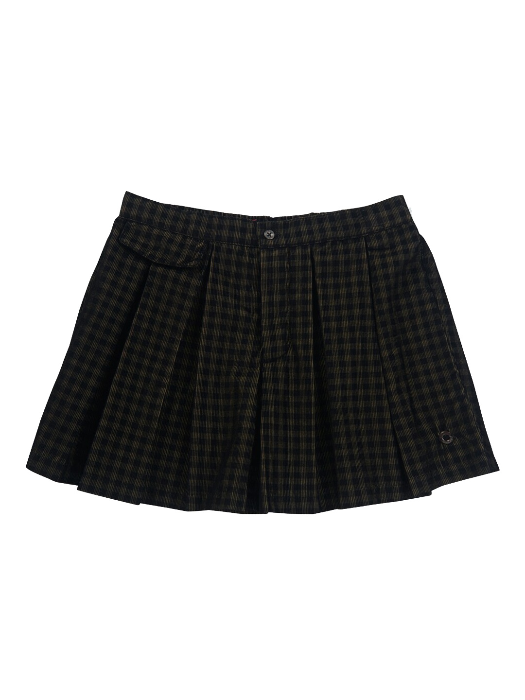 

Gini and Jony Girls Checked Pure Cotton Divided Mini Skirt, Olive