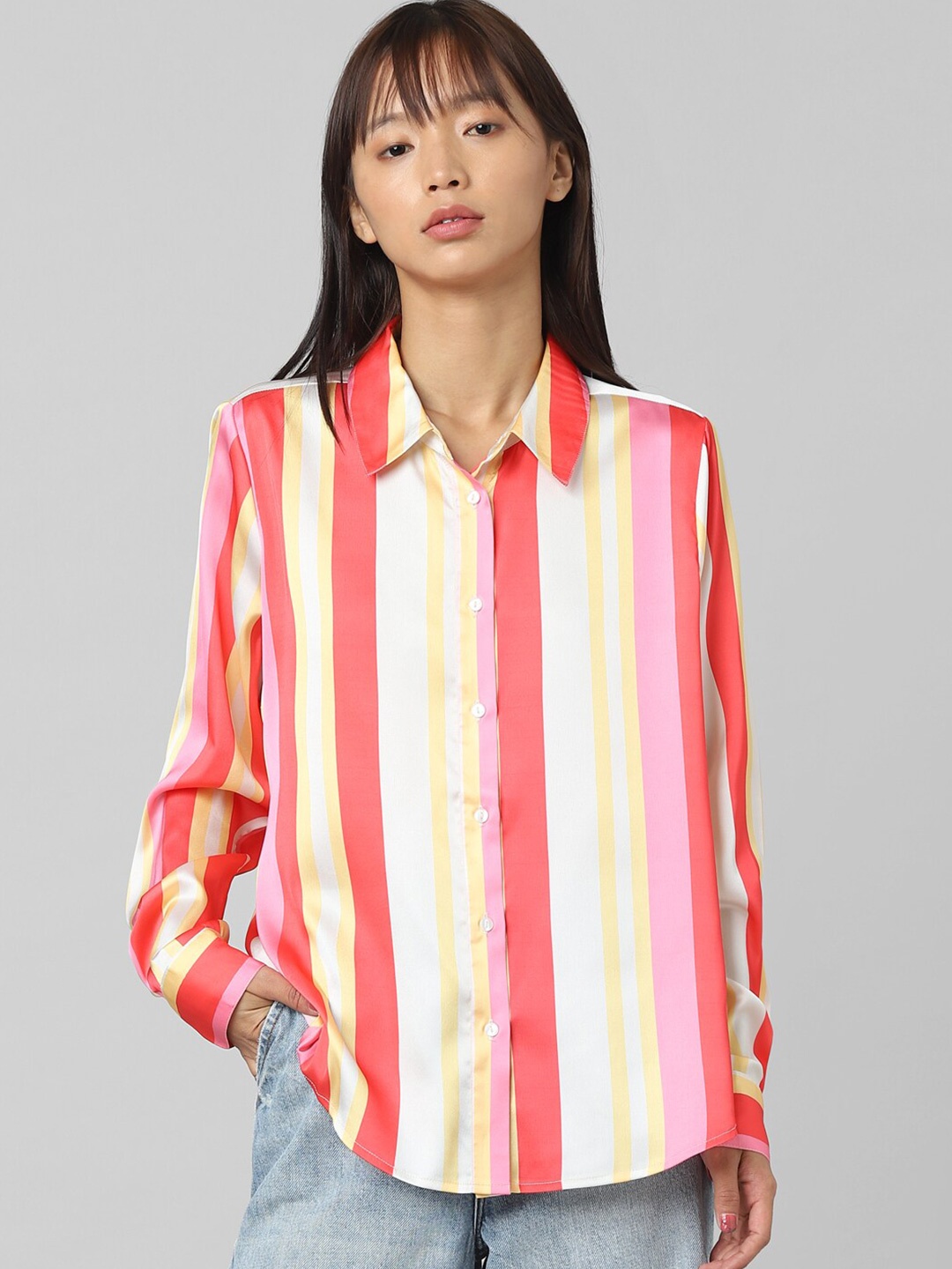 

ONLY Women Striped Casual Shirt, White