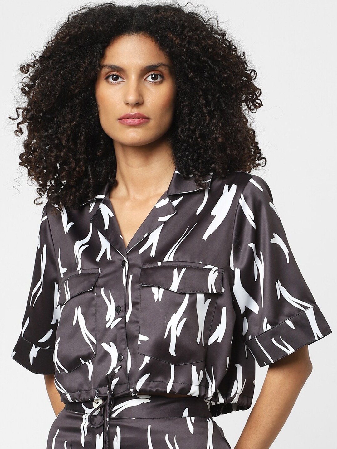 

ONLY Women Abstract Printed Casual Shirt, Black