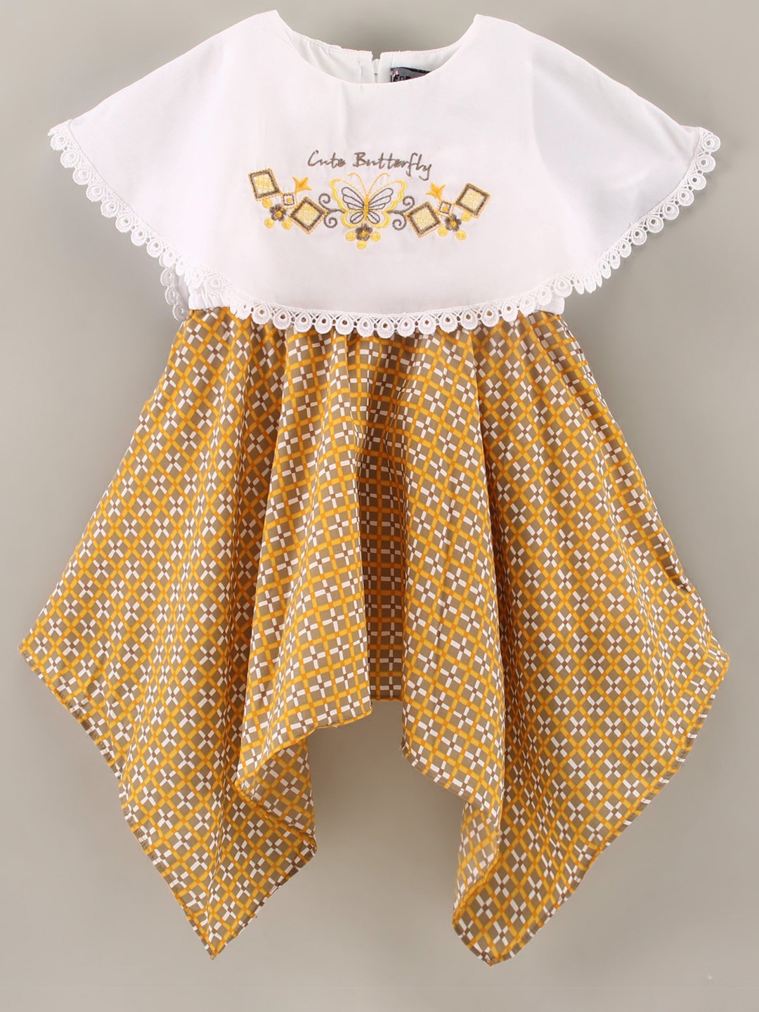 

Enfance Flutter Sleeves Geometric Dress, Yellow