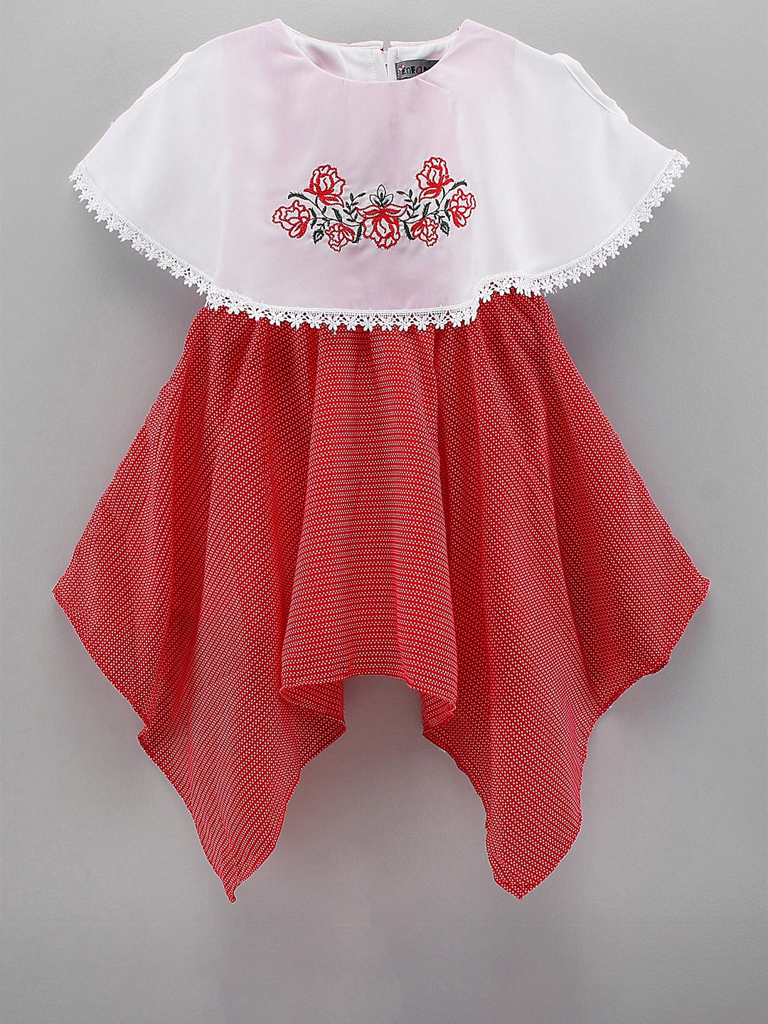 

Enfance Girls Floral Embroidered A-Line Dress, Red