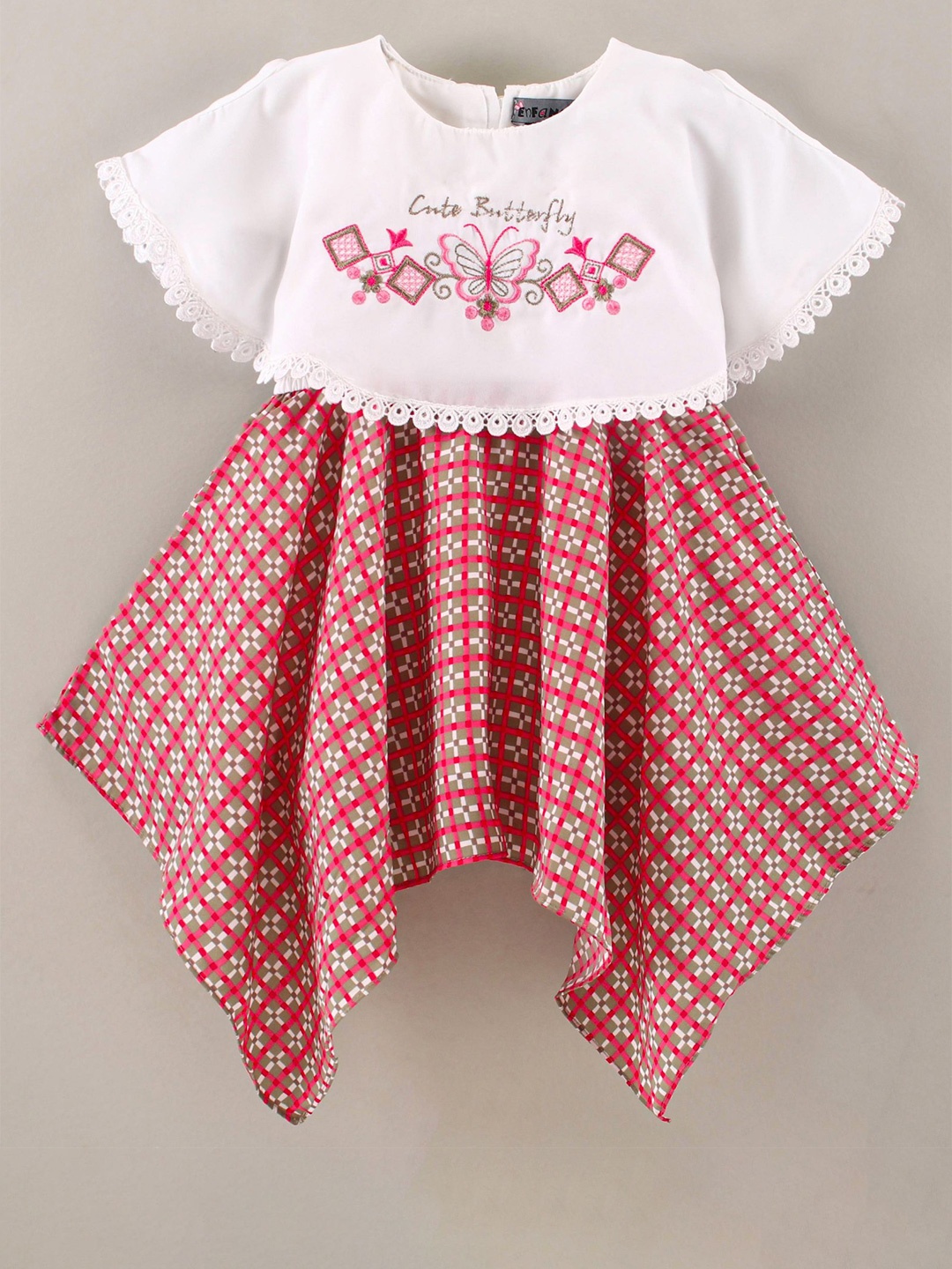 

Enfance Girls loral Printed A-Line Dress, Pink