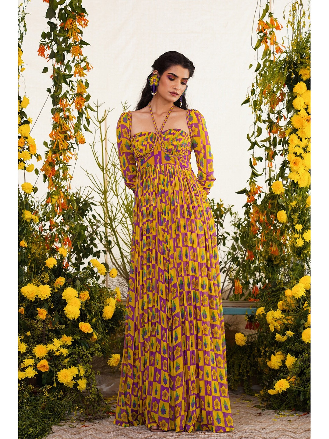 

Baise Gaba Floral Chiffon Maxi Dress, Yellow