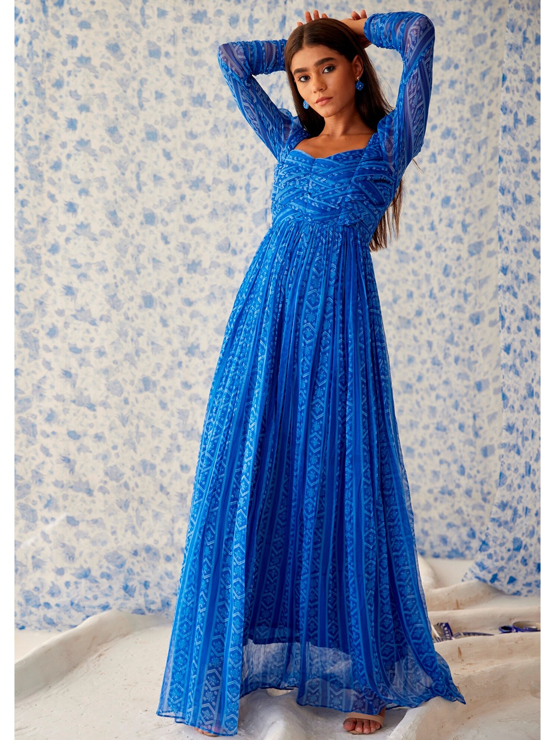 

Baise Gaba Printed Chiffon Maxi Dress, Blue
