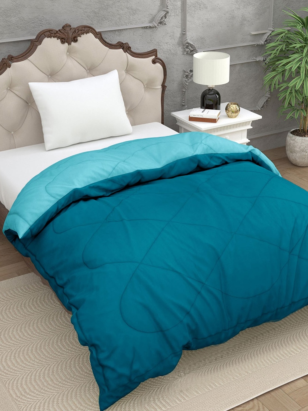 

Sleeping Owls- because your sleep matters Teal Blue 200 GSM Single Bed Comforter