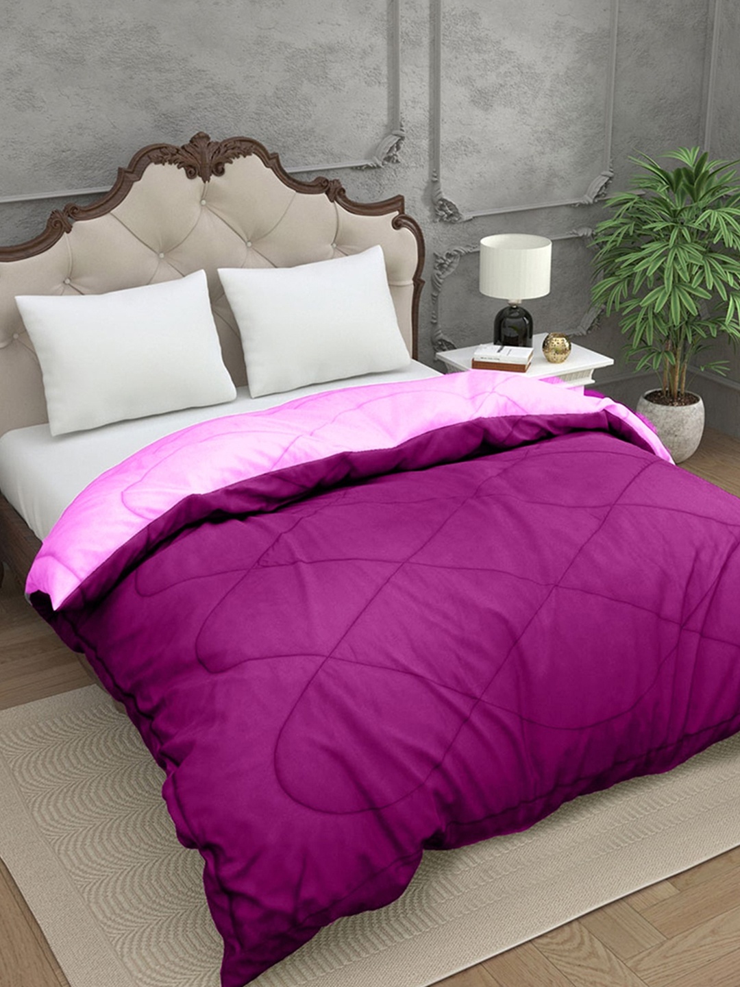 

Sleeping Owls- because your sleep matters Pink & Purple 200 GSM Double Bed Comforter