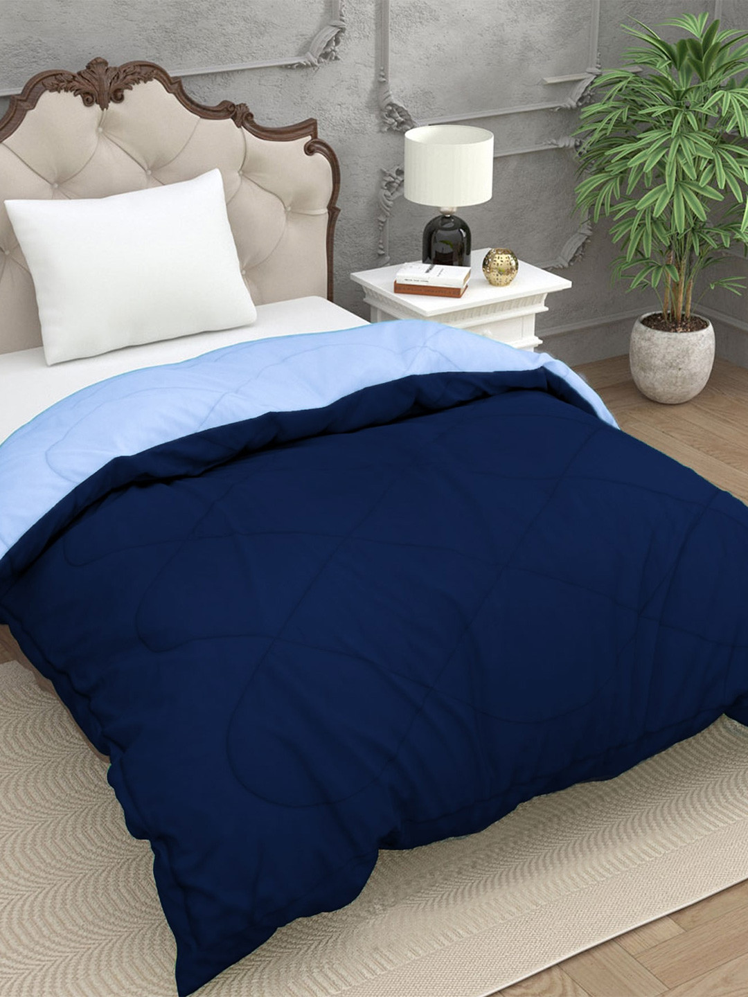 

Sleeping Owls- because your sleep matters Navy Blue & Blue 200 GSM Single Bed Comforter