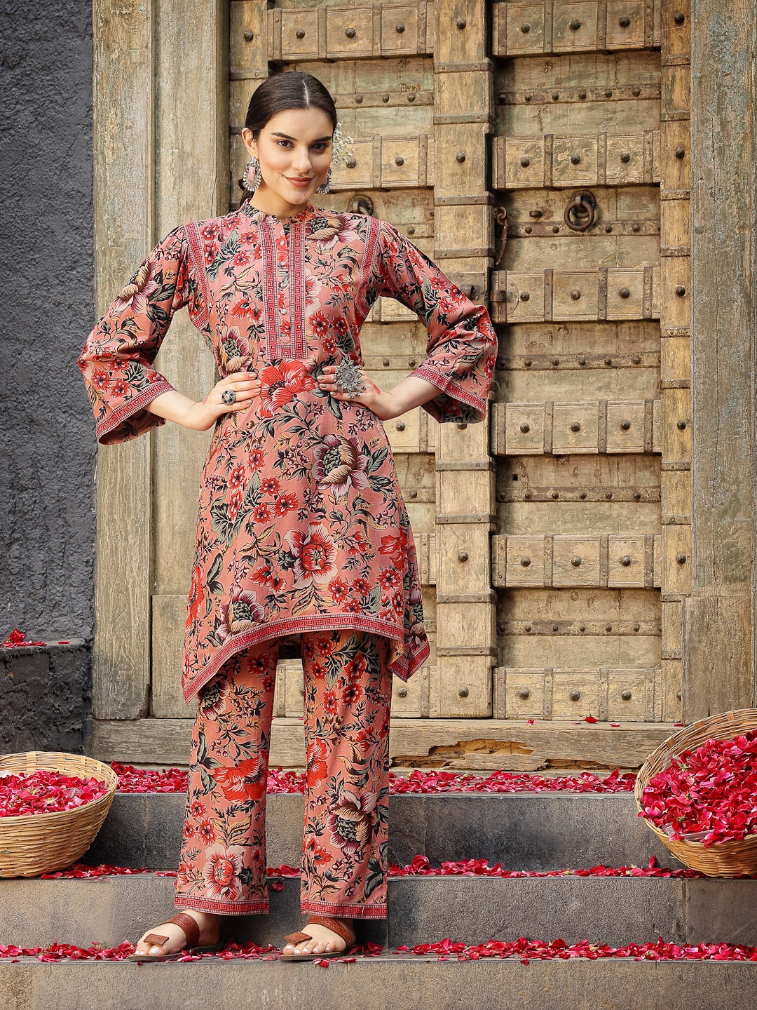 

Nayam By Lakshita Floral Printed Kurti with Palazzos, Pink
