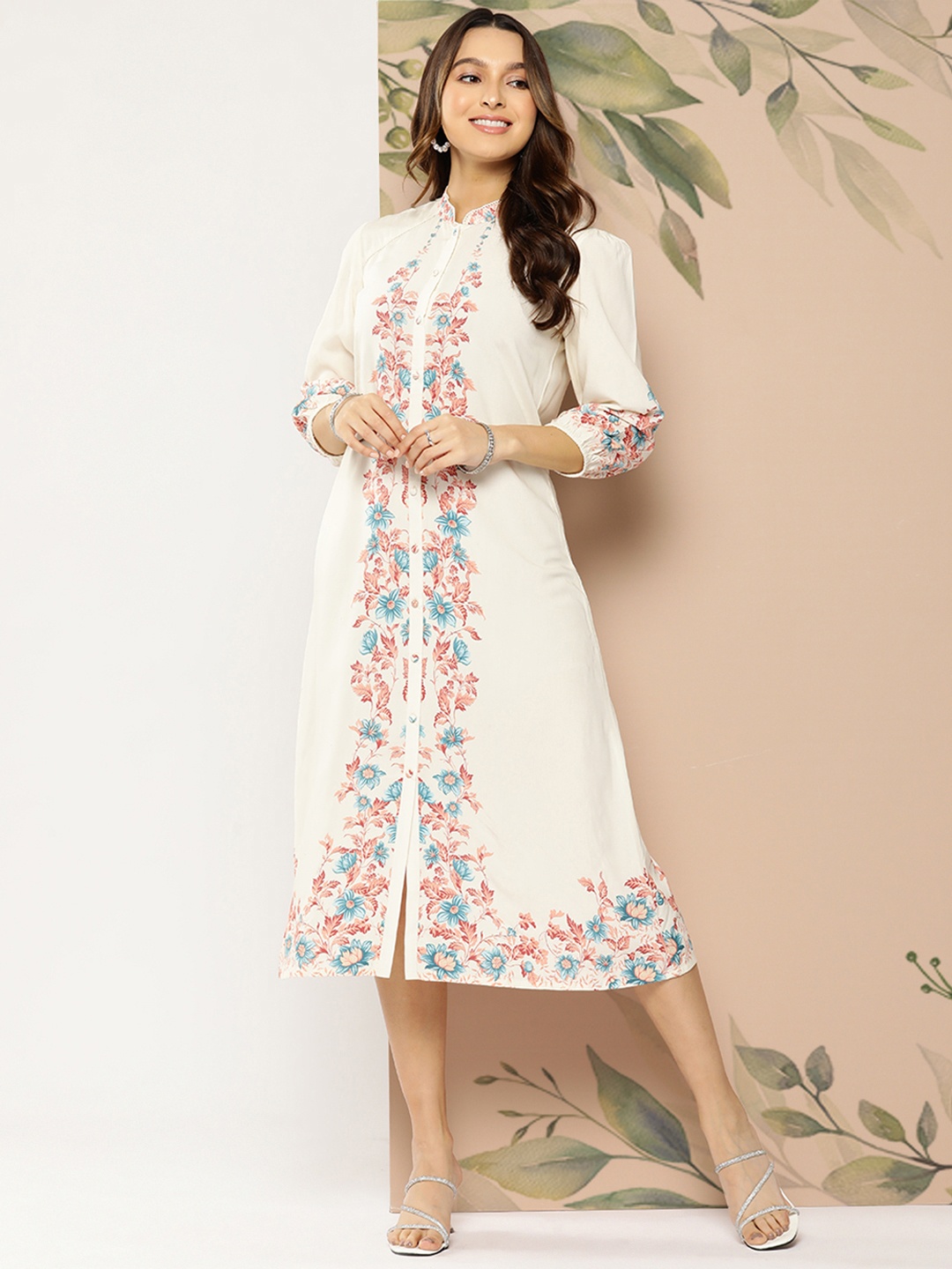 

Nayam By Lakshita Floral A-Line Midi Dress, White