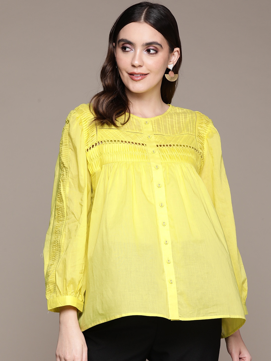 

Ritu Kumar Self Deign Pure Cotton Kurti with Inner, Yellow