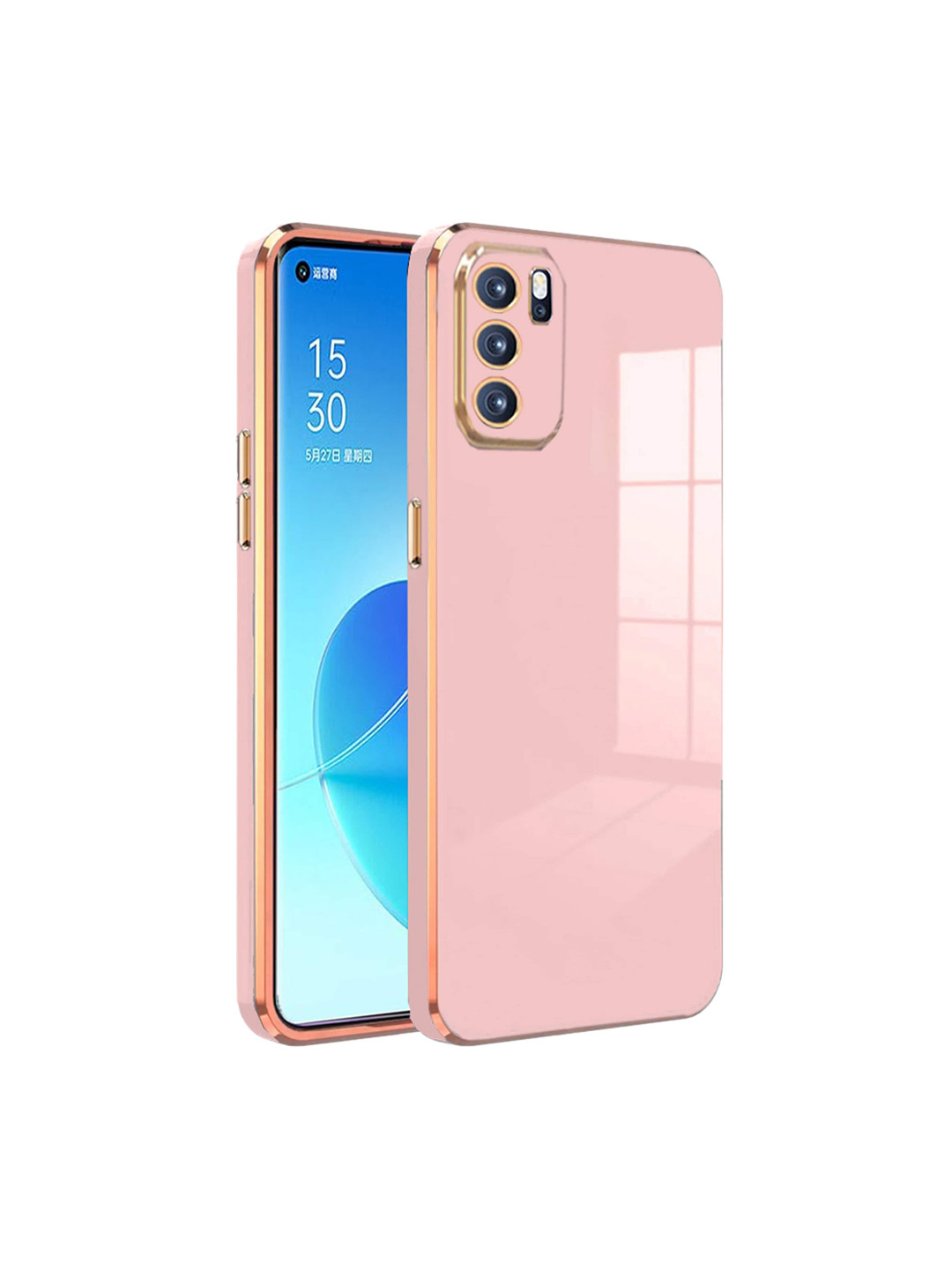 

Karwan Electroplated Chrome 6D Oppo RENO 6 PRO Phone Back Case, Pink