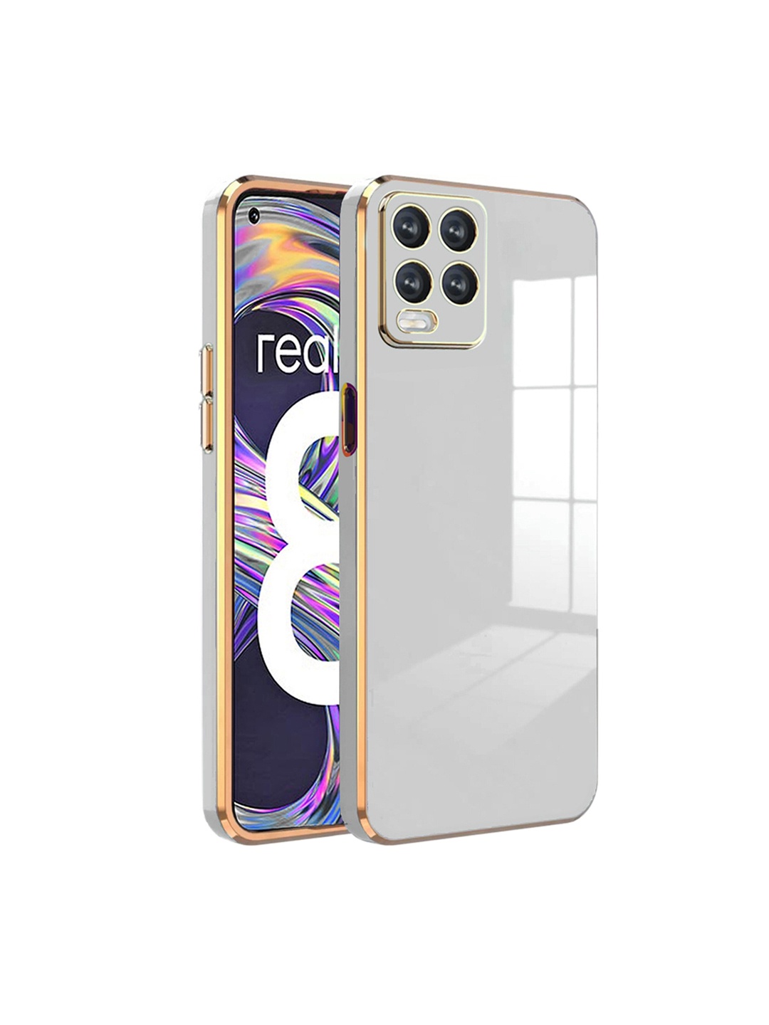

Karwan Electroplated 6D Realme 8 5G Silicon Back Case, White