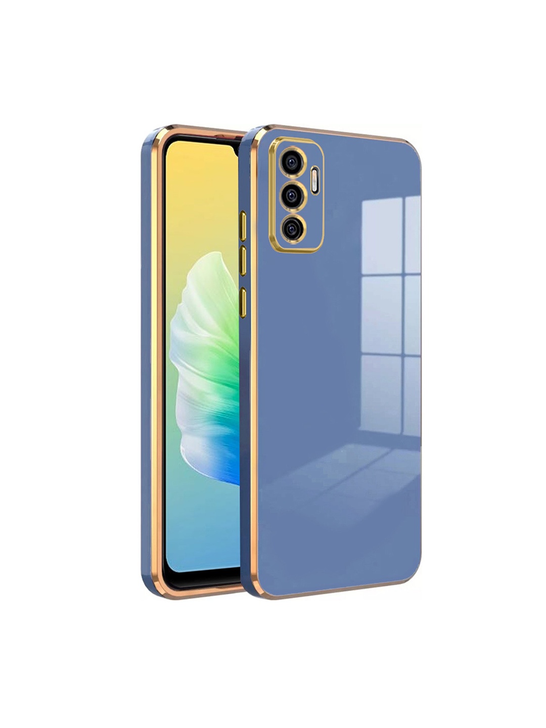 

Karwan Electroplated Chrome 6D Vivo S10E Phone Back Case, Blue