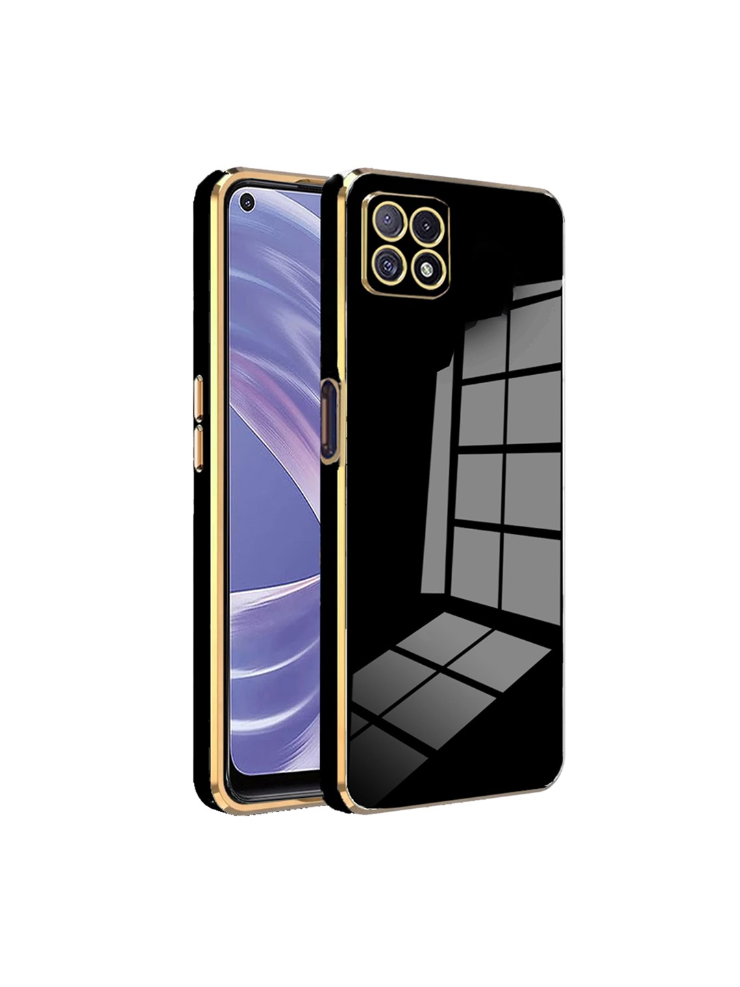 

Karwan Electroplated Chrome 6D Oppo A73 Phone Back Case, Black