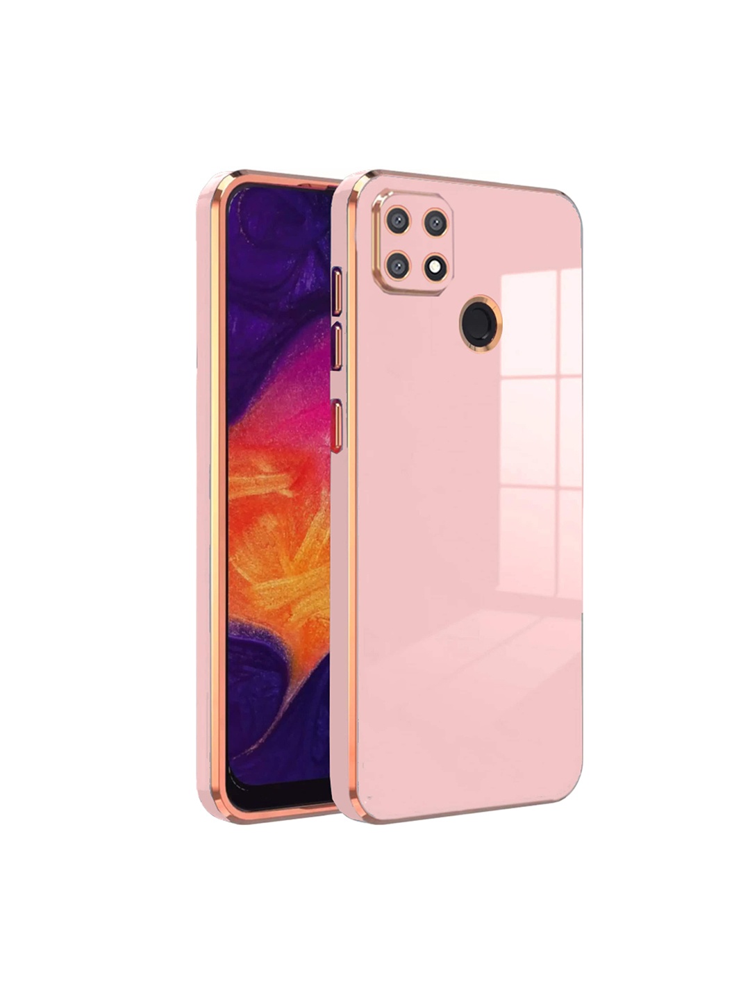 

Karwan Electroplated Chrome 6D Oppo A15 Phone Back Case, Pink