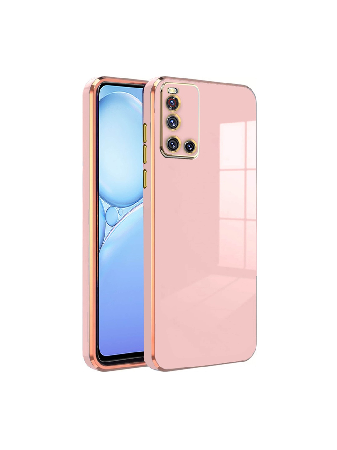 

Karwan Electroplated Chrome 6D Vivo V19 Phone Back Case, Pink