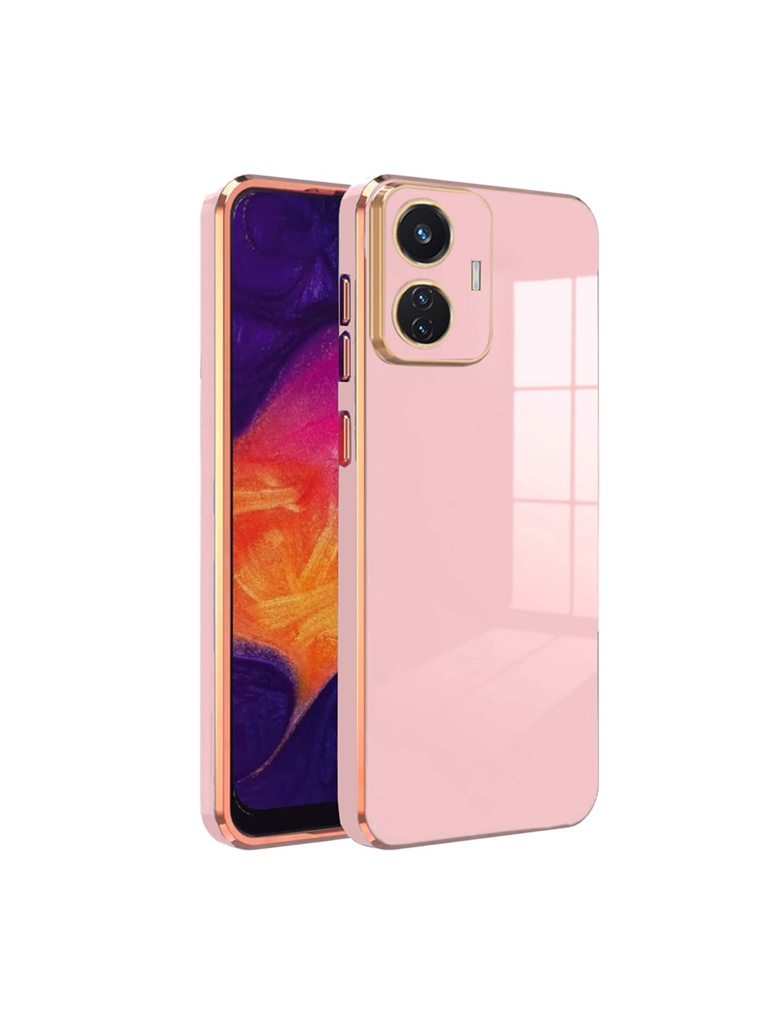 

Karwan Electroplated Chrome 6D Vivo T1 Pro Phone Back Case, Pink