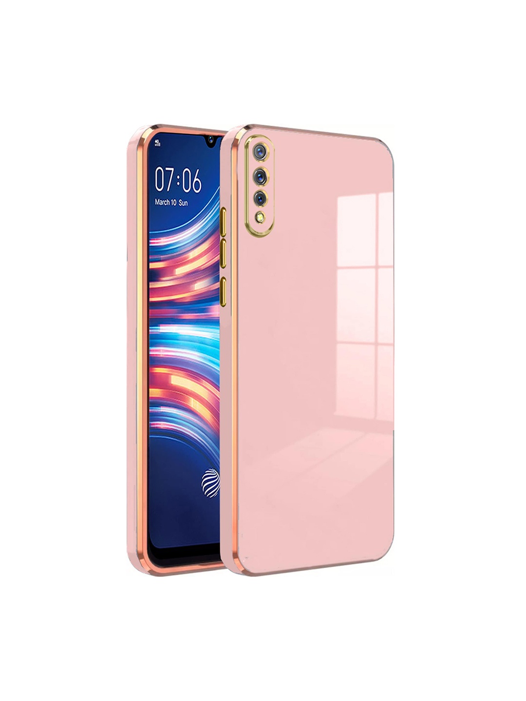 

Karwan Electroplated Chrome 6D Vivo S1 Phone Back Case, Pink