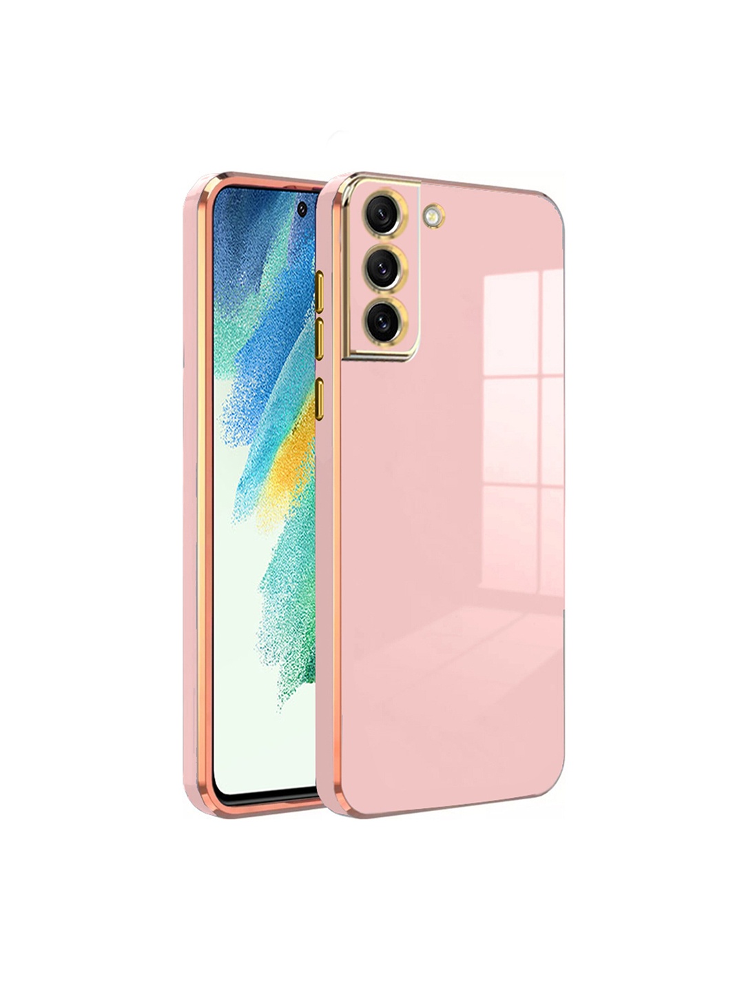 

Karwan Electroplated Chrome 6D Samsung Galaxy S21FE Phone Back Case, Pink