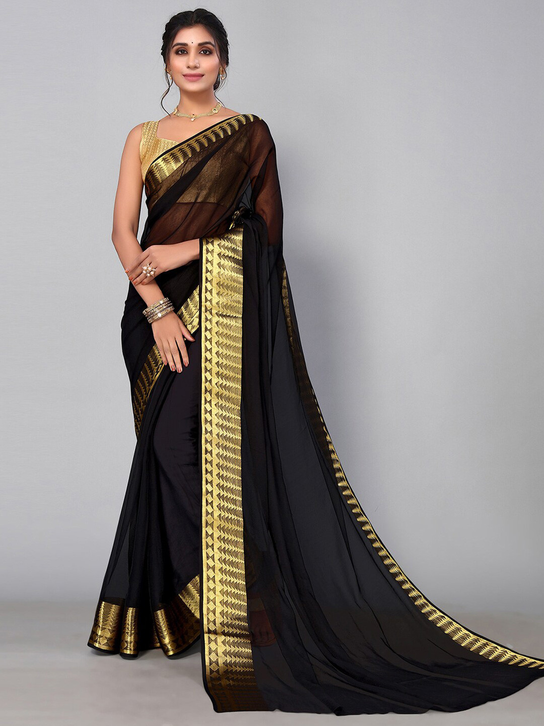 

KALINI Zari Woven Design Saree, Black