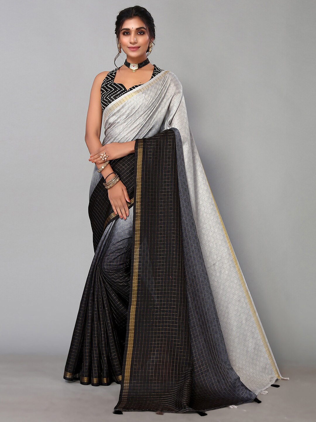 

KALINI Ombre Zari Art Silk Saree, Grey