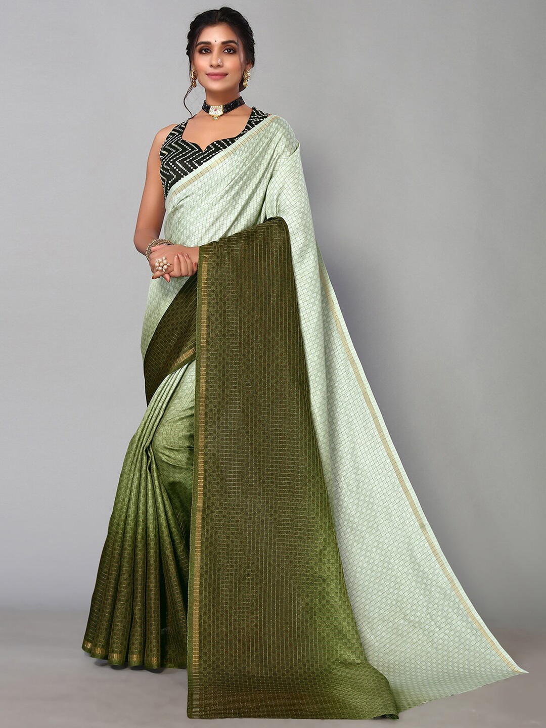 

KALINI Ombre Zari Art Silk Saree, Green