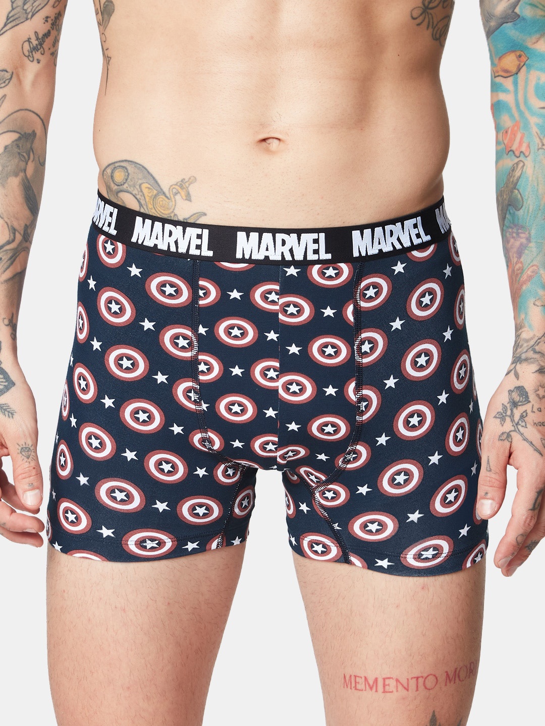 

The Souled Store Men Captain America Logo Pattern Printed Trunk, Navy blue