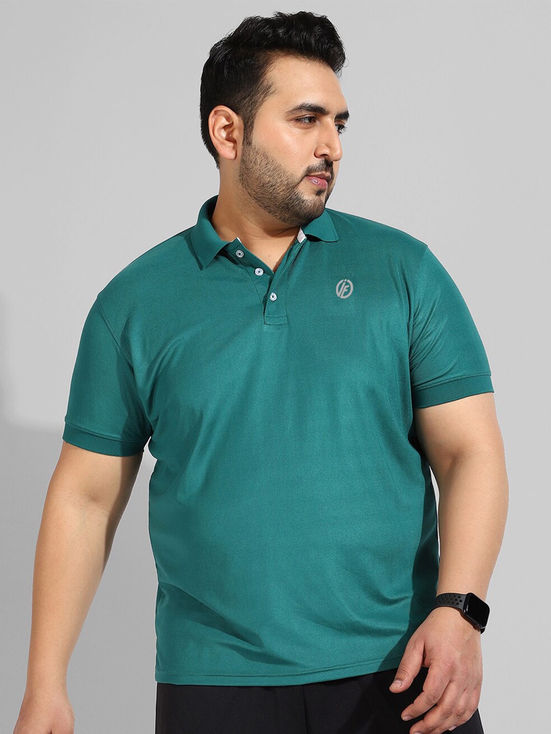 

Instafab Plus Men Plus Size Polo Collar Flex Activewear T-shirt, Green