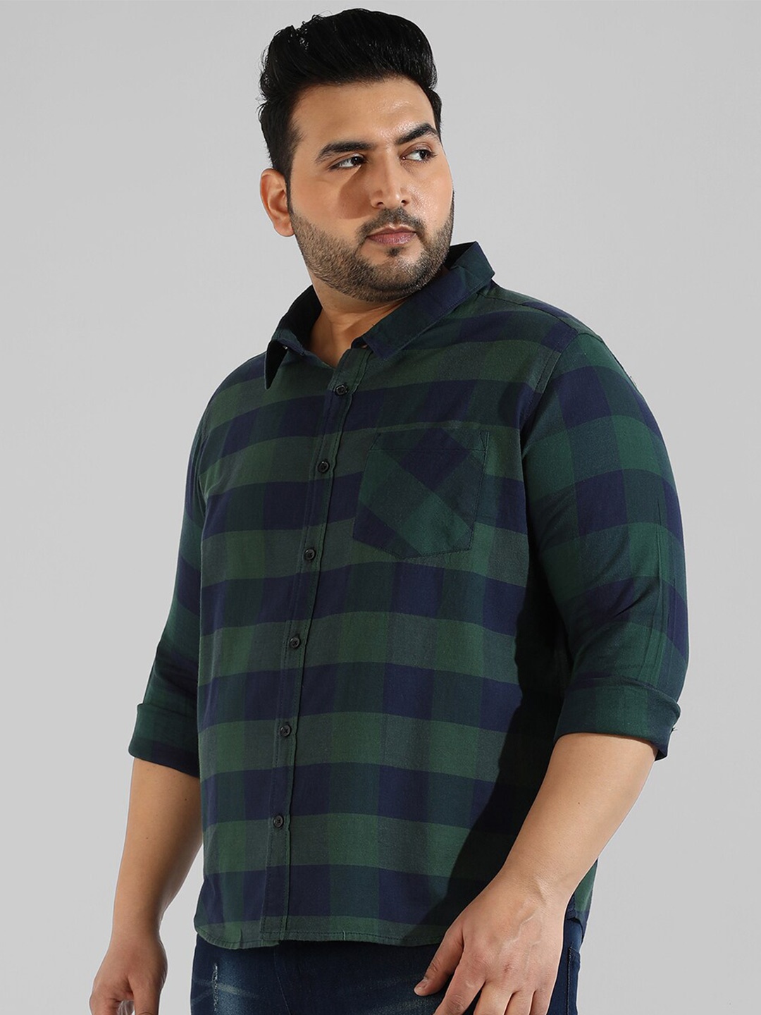 

Instafab Plus Men Plus Size Tartan Checks Cotton Casual Shirt, Green